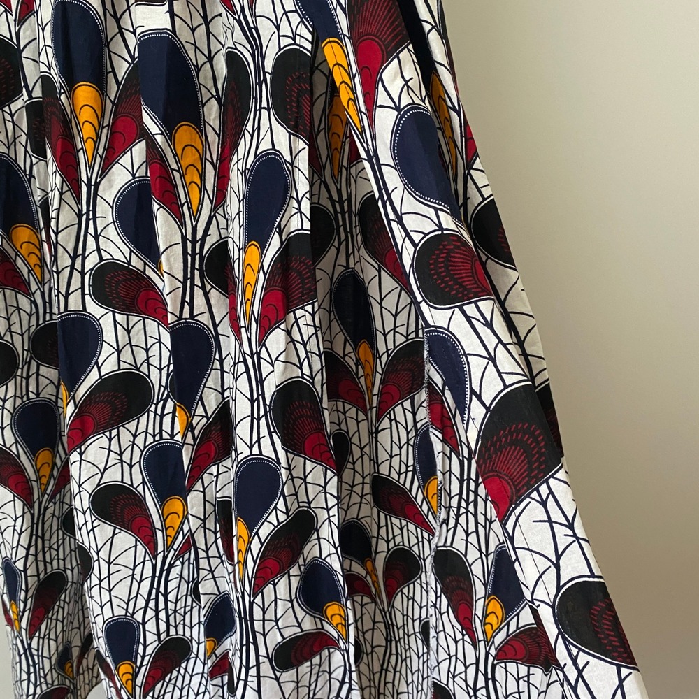 Puksies Wardrobe Cotton African Print Boho Quirky Lagenlook Pleated Maxi Skirt S - Picture 4 of 9